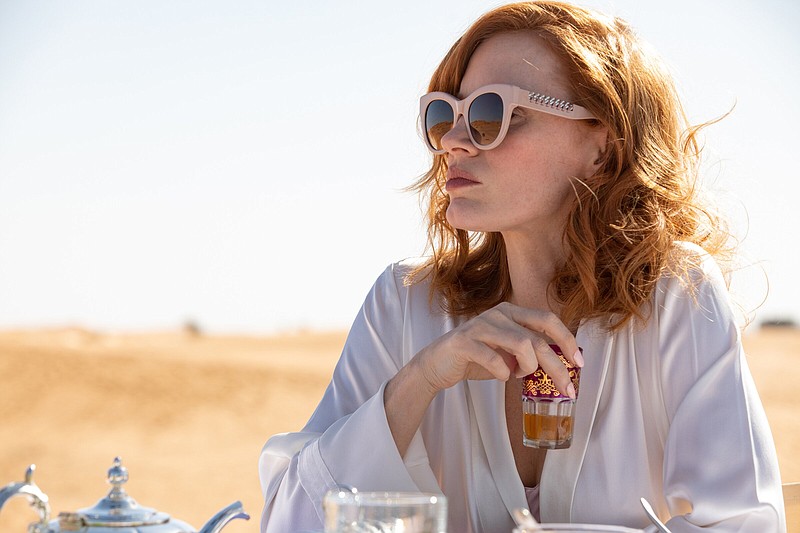 Unhappily married children’s author Jo Henninger (Jessica Chastain) and her wealthy physician husband are caught up in a morally hazardous situation in the aftermath of a traffic wreck in Morocco in John Michael McDonagh’s “The Forgiven.”