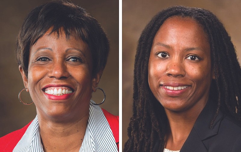 Cynthia Nance (left), the interim dean for the University of Arkansas School of Law effective July 1, 2022, and Alena Allen, the previous interim dean of the law school, are shown in these undated file photos.
