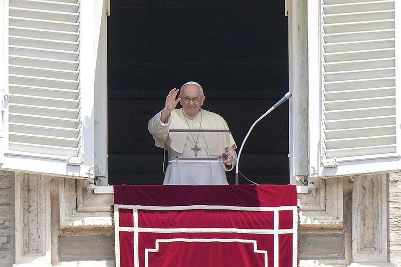 Pope Francis recites the Angelus noon prayer Sunday from the window of his studio overlooking St.Peter’s Square at the Vatican He has selected the Archbishop of the Brazilian city of Manaus, Leonardo Steiner, to serve as cardinal.
(AP/Andrew Medichini)