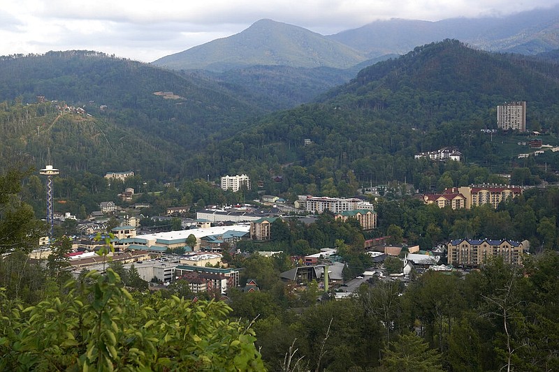 The city of Gatlinburg, Tenn., sits near the Great Smoky Mountains National Park in this Oct. 13, 2021 file photo. (AP/Mark Humphrey)