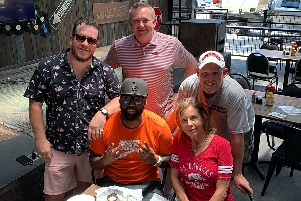 From left to right: Hank Bagwell, Clint McDaniel, Brian Biggs, Ellen Wilbur and Clint Fulmer. The group is working on a documentary on Arkansas basketball that is titled “Before 94.”