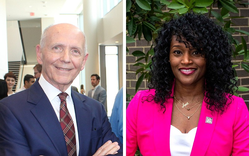 Former Little Rock Mayor Jim Dailey (left) and Danyell Crutchfield Cummings, the director of assessment and accountability for the Little Rock School District, are shown in this undated combination photo. (Left, Arkansas Democrat-Gazette/	Rachel O'Neal; right, Arkansas Democrat-Gazette/Cary Jenkins)