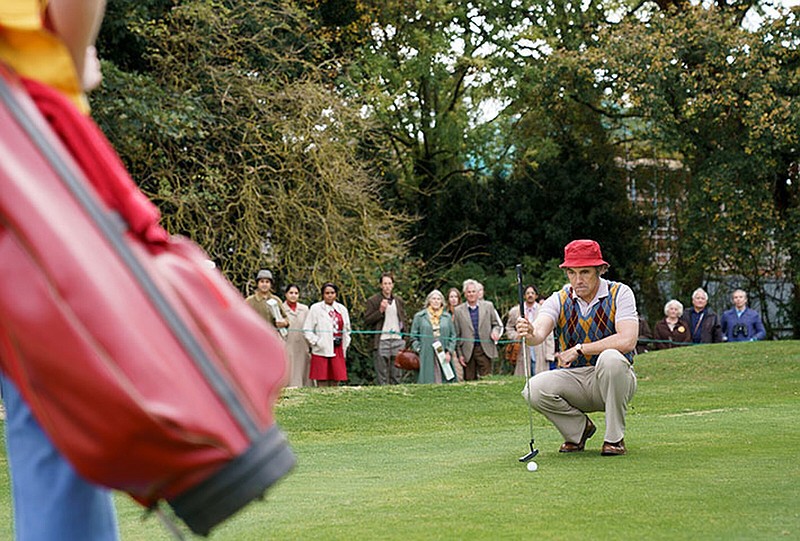 Remarkably bad golfer and irrepressible spirit Maurice Flitcroft (Mark Rylance) lines up a putt in a tournament he has no business competing in in Craig Roberts’ life-affirming comedy/bio-pic “The Phantom of the Open.”