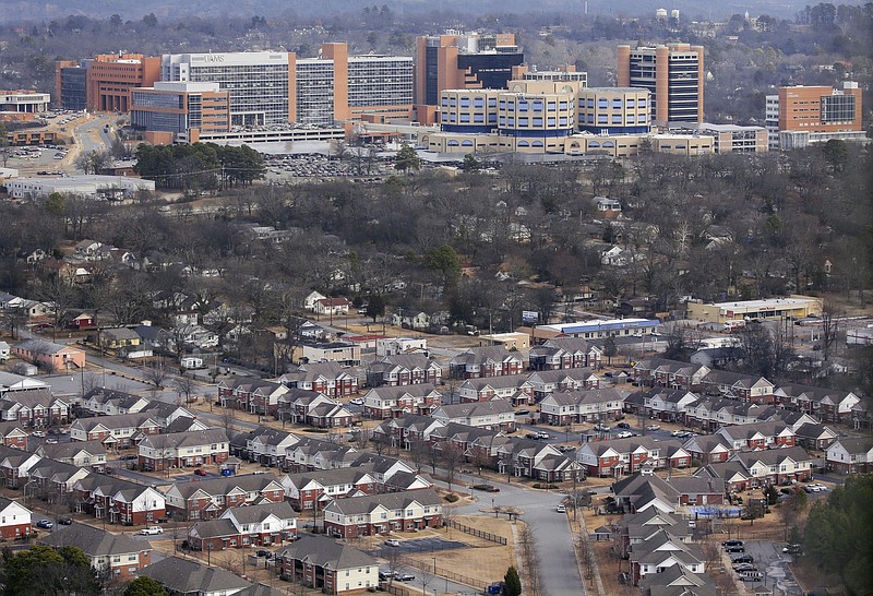 The Madison Heights housing project in Little Rock is shown across 12th Street south of Interstate 630 in this Feb. 9, 2018 file photo. (Arkansas Democrat-Gazette file photo)
