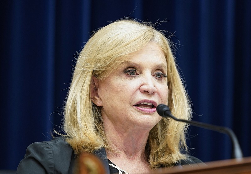 Chairwoman Rep. Carolyn Maloney, D-N.Y., asks a question Wednesday during a House Committee on Oversight and Reform hearing to examine the practices and profits of gun manufacturers on Capitol Hill in Washington.
(AP/Mariam Zuhaib)