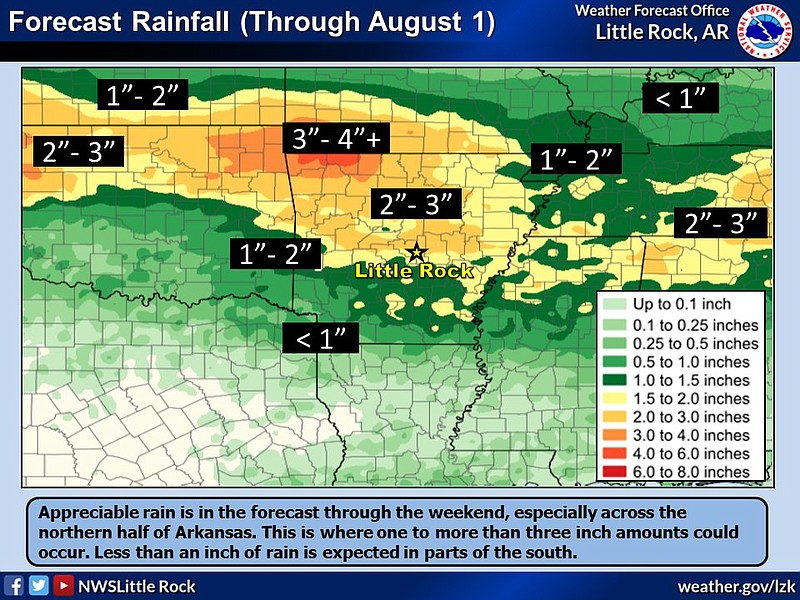 Forecasters Substantial rain across Arkansas to bring relief from heat