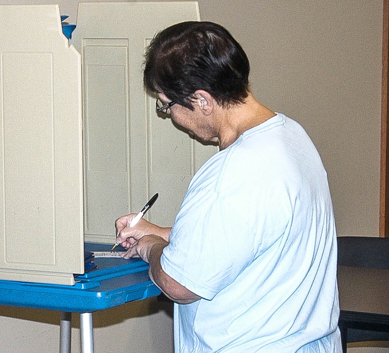 A Moniteau County voter casts a ballot in a previous election. (California Democrat file photo)