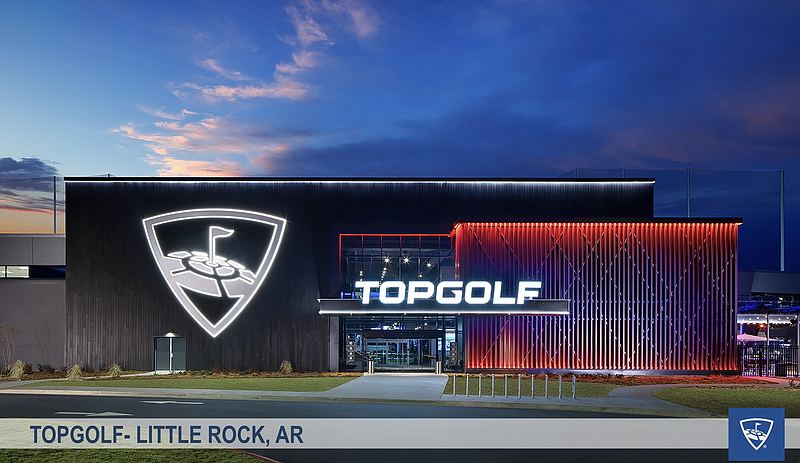 Artist rendering of proposed Topgolf location in Little Rock. (Courtesy of Topgolf Entertainment Group)