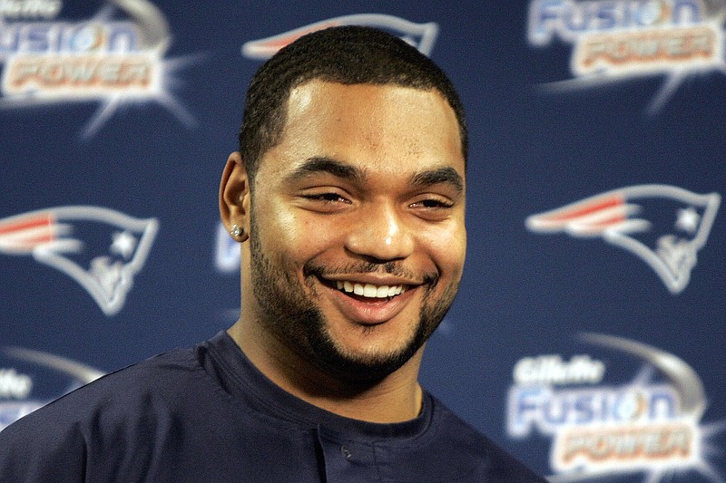 New England Patriots defensive lineman Richard Seymour smiles during an NFL football news conference in Foxborough, Mass., on Dec., 20, 2006. Seymour's winning start in New England is a good starting point for how the defensive lineman ended up in the Pro Football Hall of Fame. The Patriots won the Super Bowl in three of Seymour's first four seasons. 
(AP Photo/Chitose Suzuki, File)