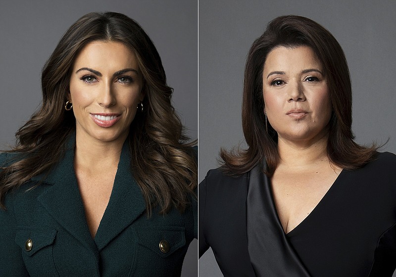 This combination of images shows Alyssa Farah Griffin, left, and Ana Navarro, newly named co-hosts for "The View." (Jeff Lipsky/ABC via AP)