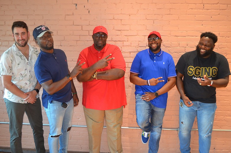 The Vibe performed at Pine Bluff's Art Space on Main Friday.night with members (from left) J. Tyler Lewis, Kourtland Jackson,.Dekertric Smith, Landon DeLoach and Ryan Allen. (Special to The Commercial/Richard Ledbetter)