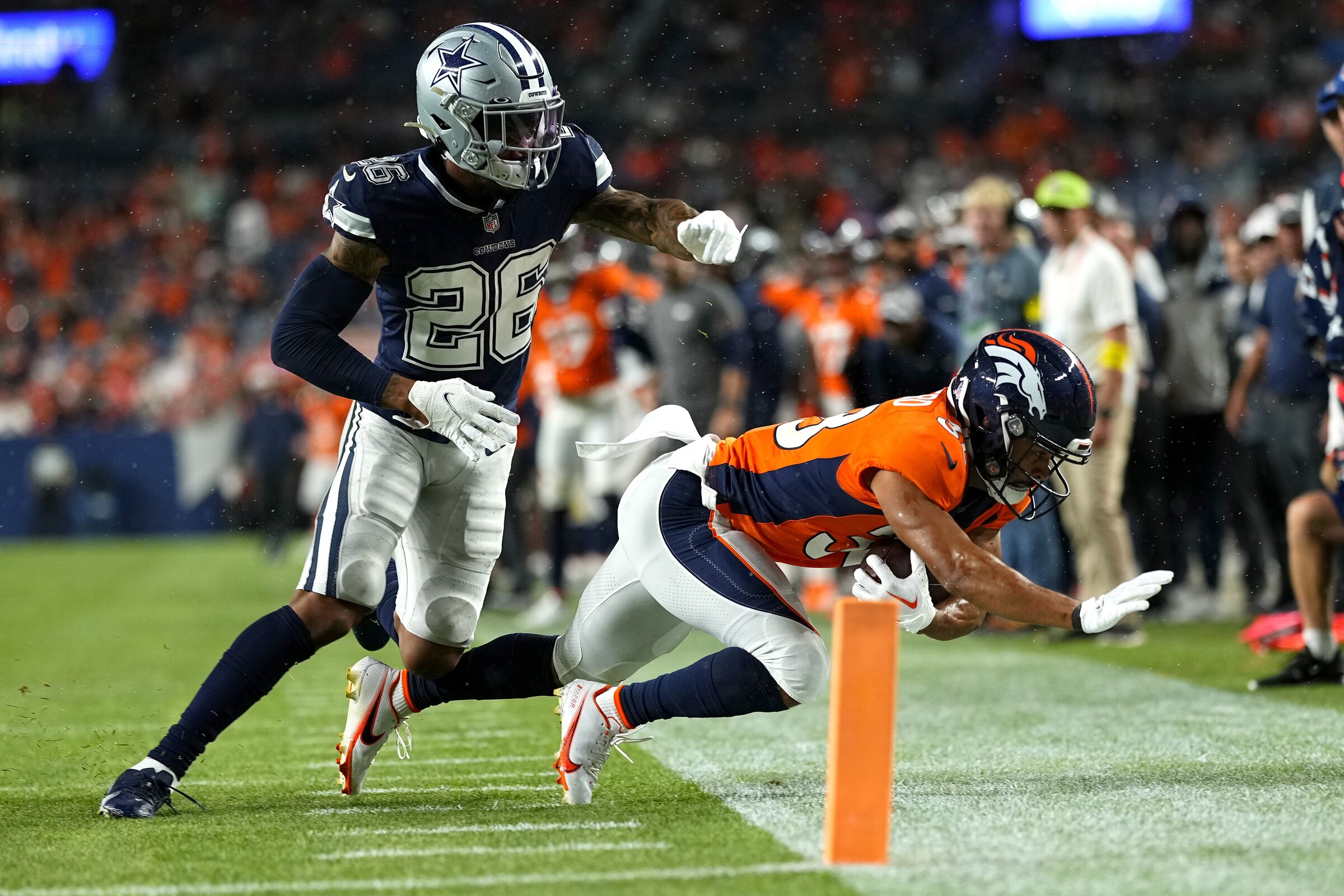 Buffalo Bills cornerback Kyron Brown (32) runs on the field during the  first half of an