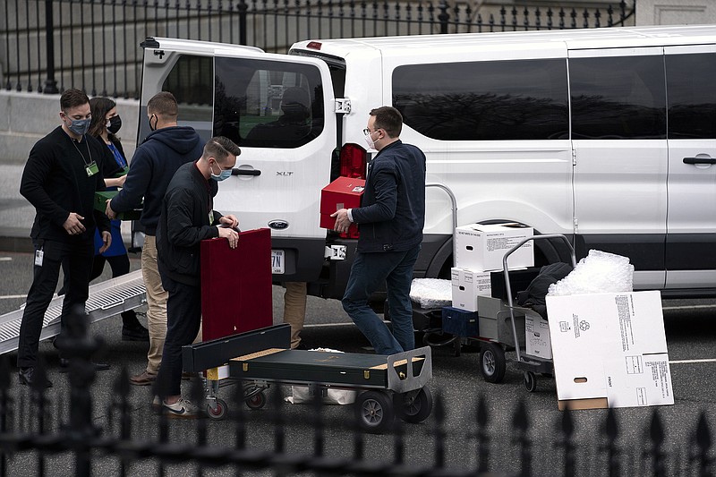 National Archives workers load boxes outside the White House on Jan. 15, 2021, five days before then-President Donald Trump left office. Trump said Friday that he had declassified all the material in his possession while still in office without producing documentation to that effect.
(The New York Times/Stefani Reynolds)