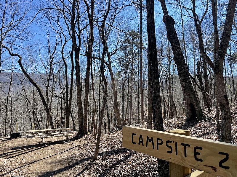 Photo contributed by Eliot Berz/ Campsites are marked with wooden signs along the new extension trail.