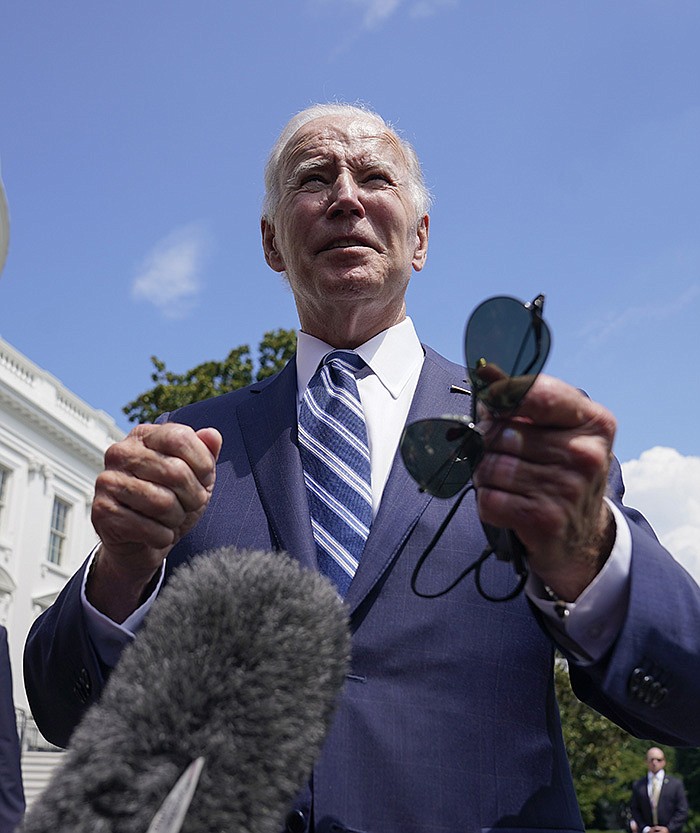 President Joe Biden, speaking to reporters Friday on the South Lawn of the White House, has seen criticism of his student-loan forgiveness plan from Republicans as well as some Democrats.
(AP/Evan Vucci)