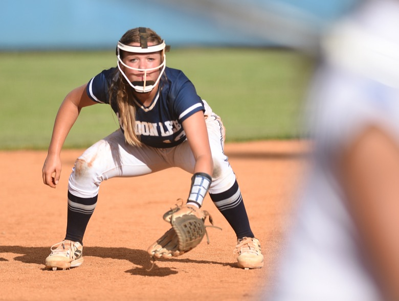 Staff photo by Matt Hamilton / Gordon Lee (10) Tenslee Wilson crouches in a ready position on Tuesday, August 30, 2022 at Ringgold High School.