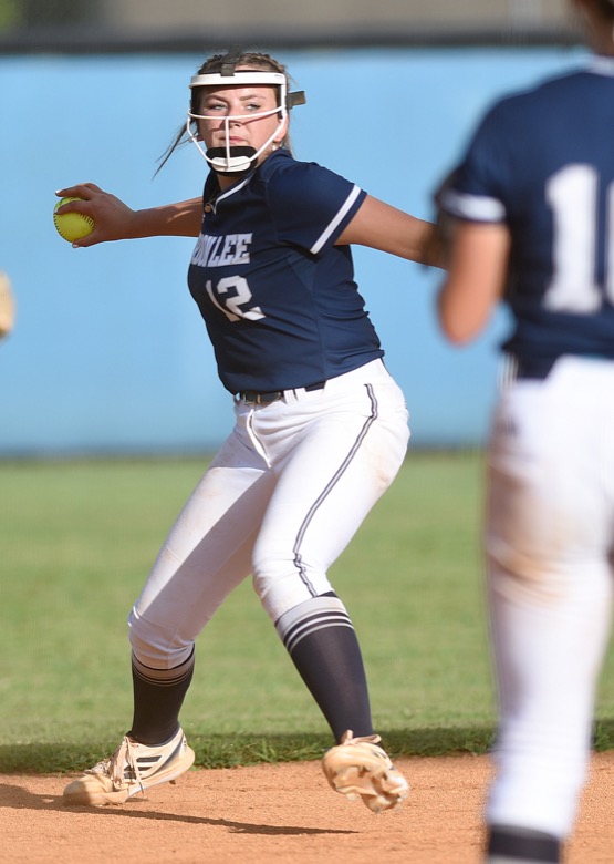 Staff photo by Matt Hamilton / Gordon Lee (12) Gracie Helton fires the ball toward home on Tuesday, August 30, 2022 at Ringgold High School.