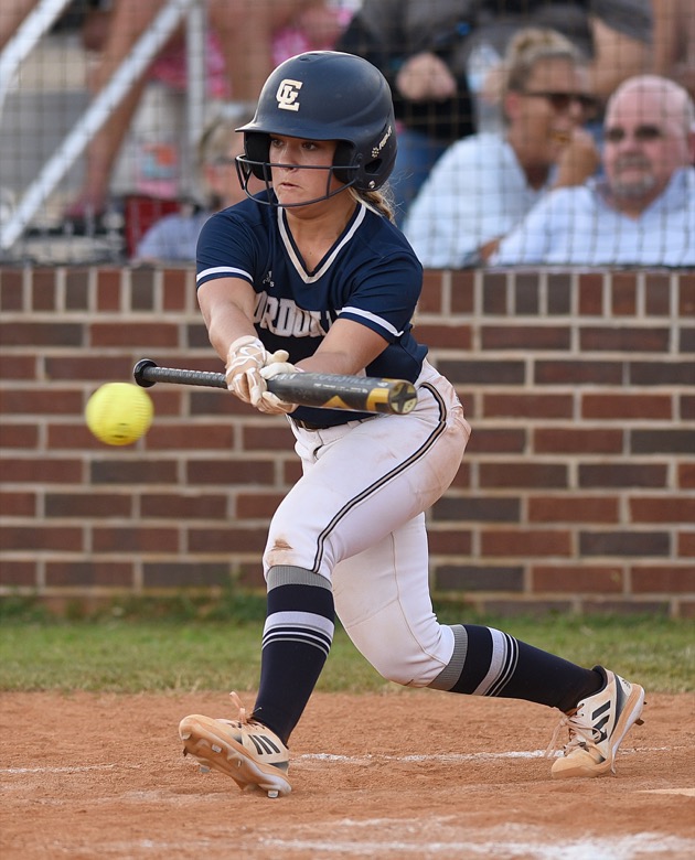 Staff photo by Matt Hamilton / Gordon Lee (1) Sophie McDonald slaps the ball into play on Tuesday, August 30, 2022 at Ringgold High School.