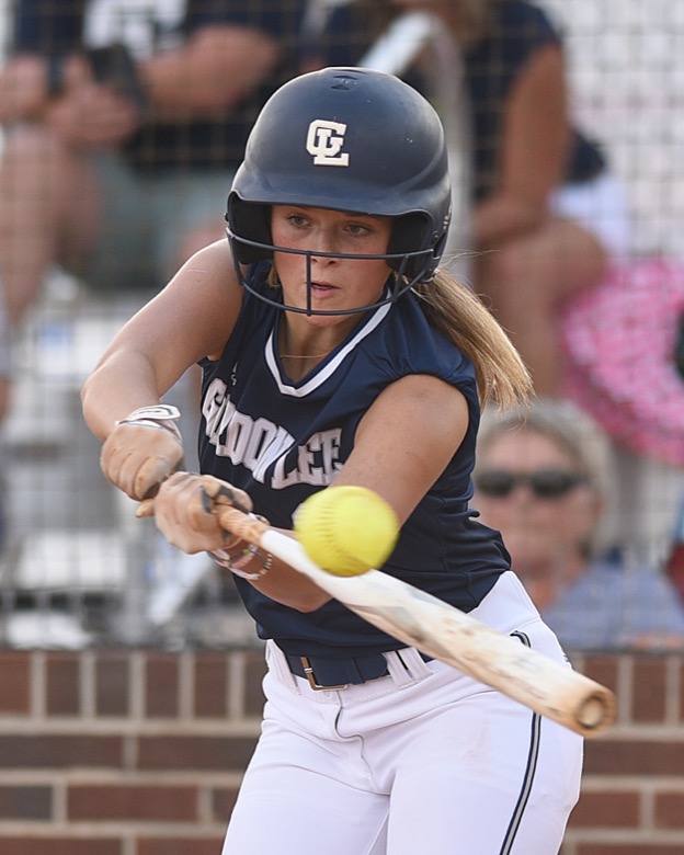 Staff photo by Matt Hamilton / Gordon Lee (3) Emma Phillips connects with a pitch on Tuesday, August 30, 2022 at Ringgold High School.