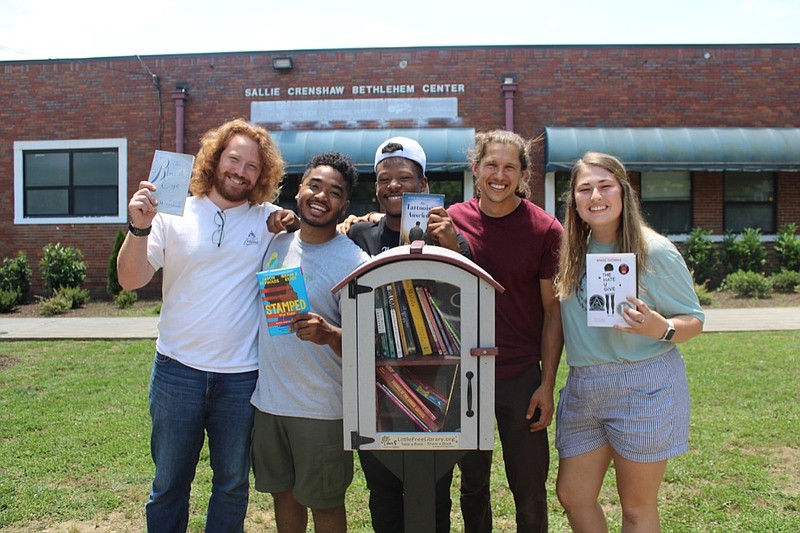 Photo contributed by Jaclyn Lewis / Staff members from Bethlehem Center and green|spaces’ Build It Green celebrate the opening of its newest Little Free Library.