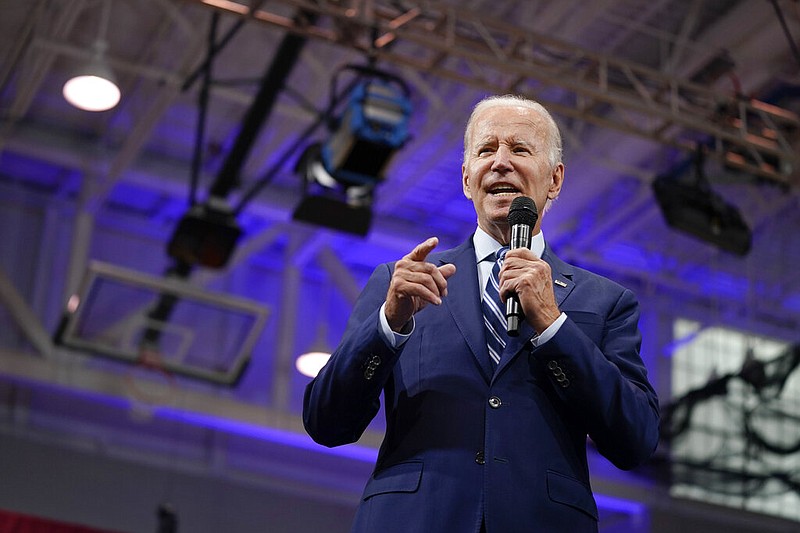 FILE - President Joe Biden speaks at the Arnaud C. Marts Center on the campus of Wilkes University, Tuesday, Aug. 30, 2022, in Wilkes-Barre, Pa.  (AP/Evan Vucci, File)