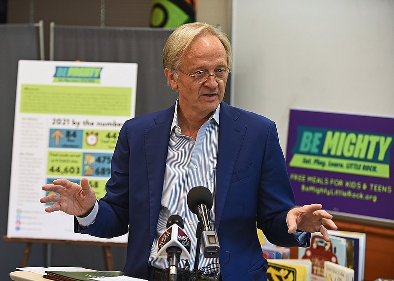 Nate Coulter, executive director of the Central Arkansas Library System, talks about the different services that libraries provide during a presentation at the John Gould Fletcher Library in Little Rock in this Thursday, Sept. 1, 2022 file photo. Coulter was speaking during the kickoff for Hunger Action Month, a campaign to raise awareness of food insecurity and ways to take action. (Arkansas Democrat-Gazette/Staci Vandagriff)