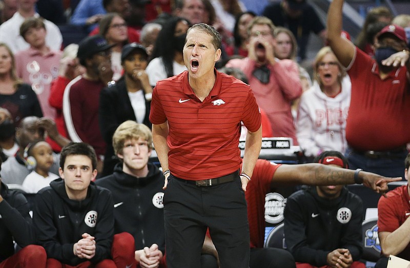 Coach Eric Mussleman and the Arkansas men’s basketball team will open SEC play at LSU on Dec. 28, with the SEC home opener against Missouri on Jan. 4.
(NWA Democrat-Gazette/Charlie Kaijo)