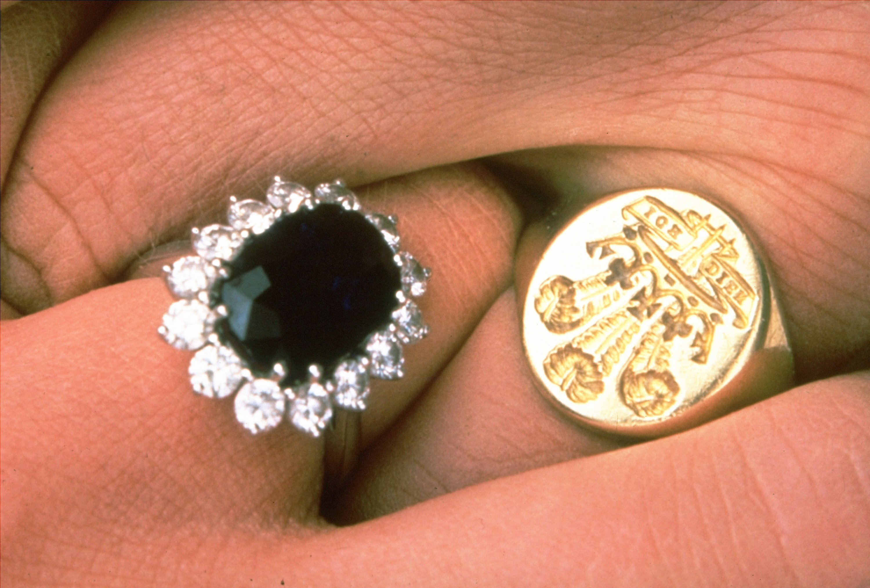 FILE - This is a 1981 file photo of the engagement rings of Britain's Prince Charles and his fiance Lady Diana Spencer. Prince Charles has been preparing for the crown his entire life. Now, that moment has finally arrived. Charles, the oldest person to ever assume the British throne, became king on Thursday Sept. 8, 2022, following the death of his mother, Queen Elizabeth II. (AP Photo, Pool, File)