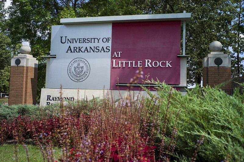 The South University Avenue entrance to the University of Arkansas at Little Rock is shown in this Sept. 13, 2019 file photo. (Arkansas Democrat-Gazette file photo)