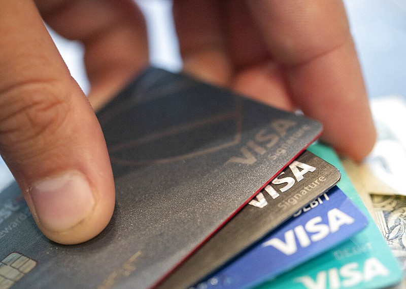 Visa credit cards are shown in New Orleans in this Aug. 11, 2019 file photo. (AP/Jenny Kane)