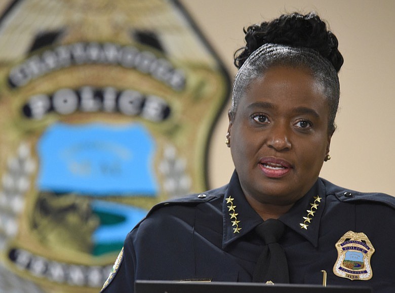 Staff photo by Matt Hamilton / Police chief Celeste Murphy speaks during a press conference on violence reduction on Wednesday, September 14, 2022.