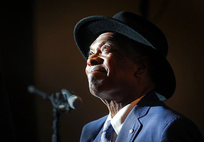 Booker T. Jones looks up and smiles inside the Stax Museum's "Studio A" on Wednesday, Sept. 14, 2022 in Memphis. A performance by the master keyboardist  highlighted an announcement by the Stax Museum of American Soul Museum of events centered on the museumâ€™s 20th anniversary next year in Memphis, Tennessee. Jonesâ€™ was followed by a video spotlighting events scheduled throughout 2023 to celebrate the museumâ€™s birth two decades ago at the site of the former Stax Records. (Mark Weber/Daily Memphian via AP)