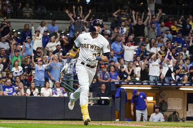 Christian Yelich of the Milwaukee Brewers became the first major leaguer to hit for the cycle twice in one season against the same team on this date in 2018.
(AP/Morry Gash)