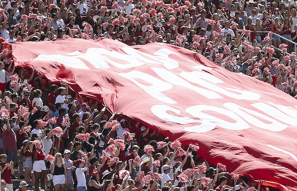 Arkansas fans are shown during a game against South Carolina on Saturday, Sept. 10, 2022, in Fayetteville. Arkansas fans are shown during a game against South Carolina on Saturday, Sept. 10, 2022, in Fayetteville.