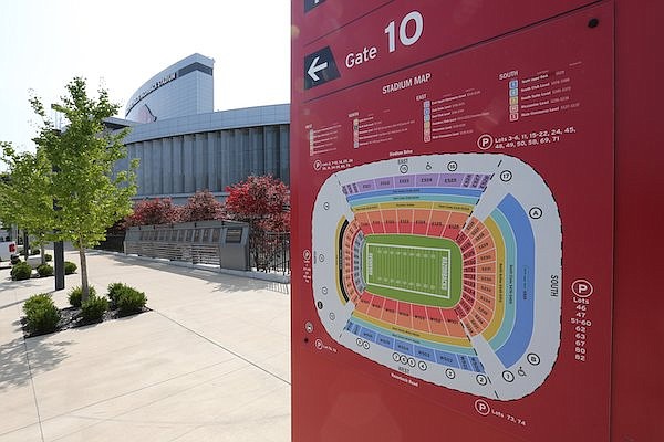 An entrance to Reynolds Razorback Stadium is shown Thursday, Sept. 17, 2020, in Fayetteville.