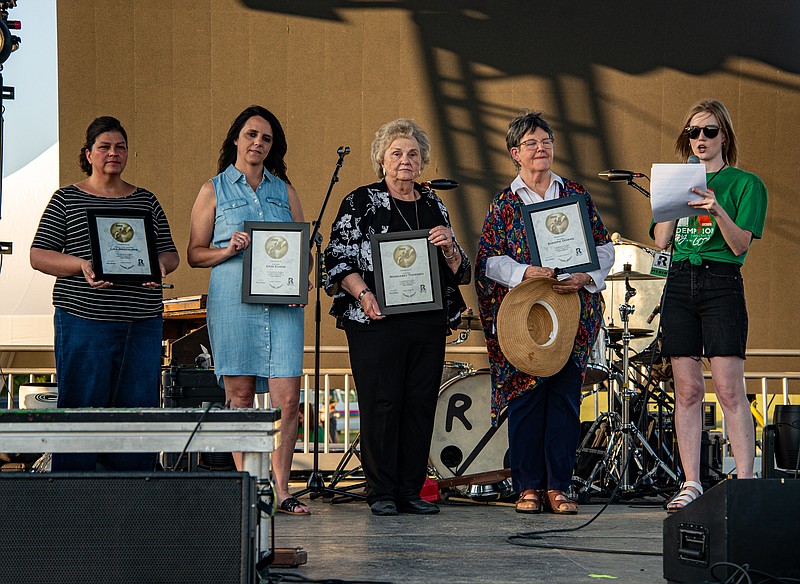 Recipients of the Fisher Family Good Samaritan Awards were recognized Saturday, Sept. 17, 2022, during the Redemption Inside the Walls concert at the Jefferson City Jaycees Fairgrounds.  (Ken Barnes/News Tribune)