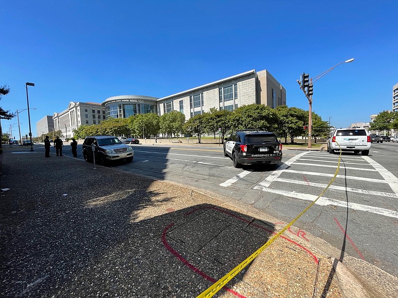 Little Rock Police are investigating a shooting downtown on Capitol Avenue and Broadway on Tuesday, September 20, 2022. (Arkansas Democrat-Gazette/Thomas Metthe)