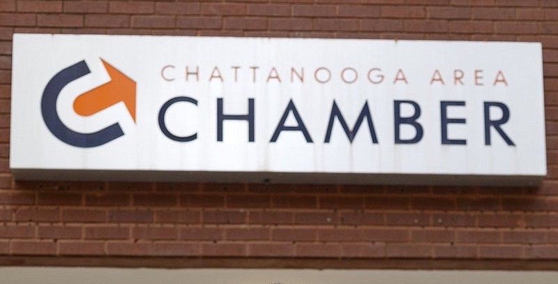 Staff photo / The sign outside of the Chattanooga Area Chamber of Commerce is shown in 2019.