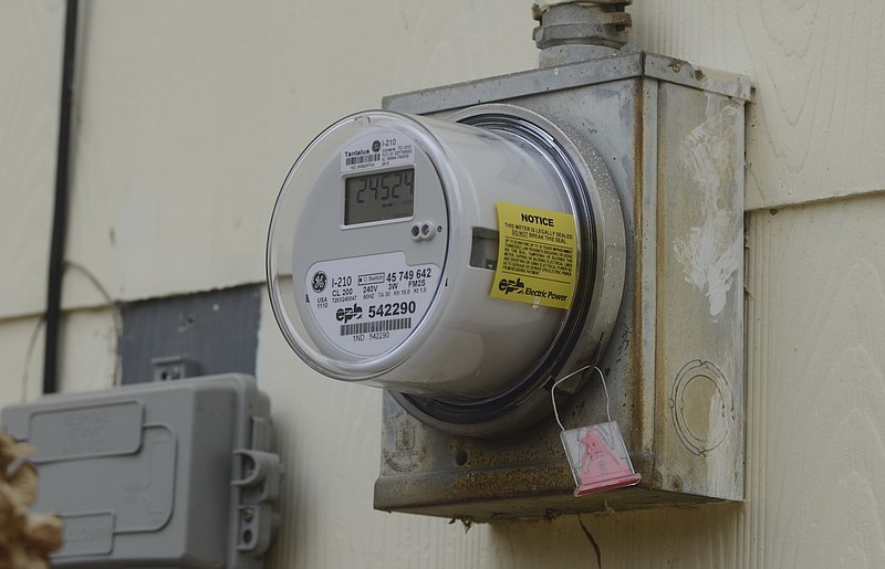 Staff photo / An EPB "smart meter" on a home in Red Bank is shown in 2014.