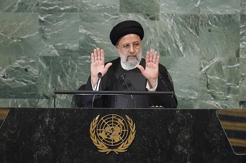 President of Iran Seyyed Ebrahim Raisi addresses the 77th session of the United Nations General Assembly, Wednesday, Sept. 21, 2022 at U.N. headquarters. (AP/Mary Altaffer)