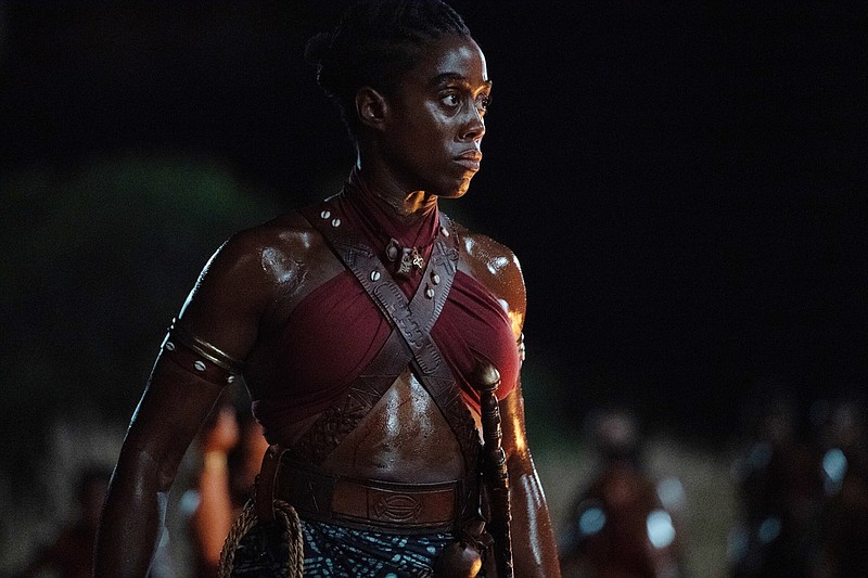 Nanisca (Viola Davis) is an African warrior who leads an all-female regiment in the fact-based “The Woman King,” which came in at No. 1 for the week with $19 million in box office receipts.