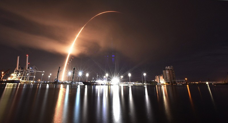 A SpaceX Falcon 9 rocket carrying 34 Starlink satellites launches from Florida’s Kennedy Space Center, seen from launch views at Port Canaveral, Fla., in this file photo.
(AP)