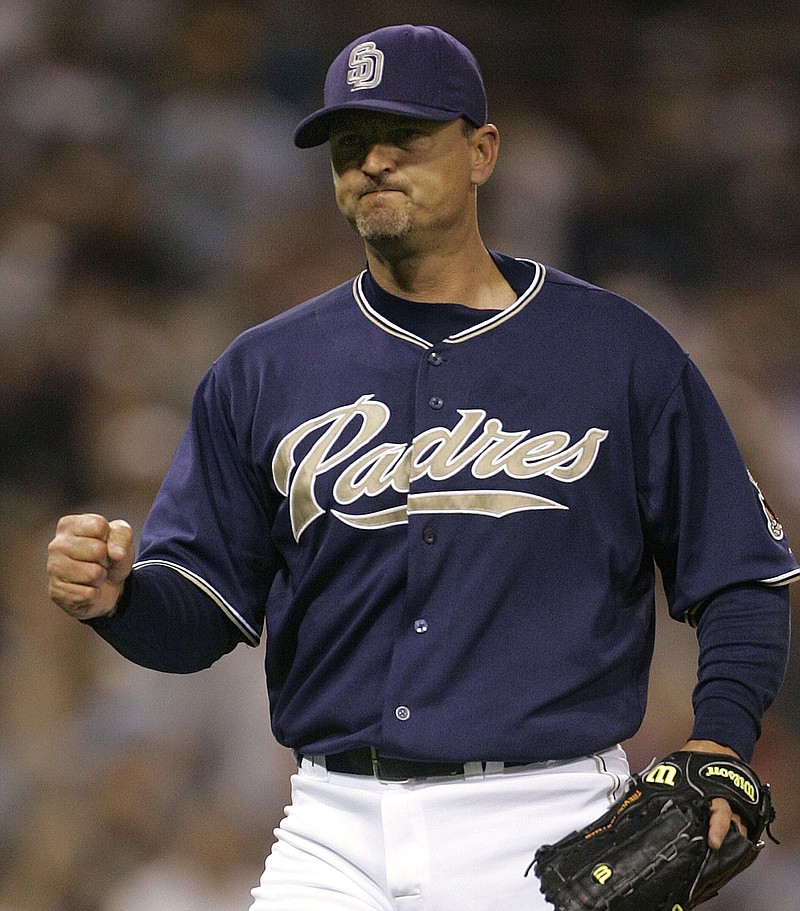 San Diego pitcher Trevor Hoffman became baseball’s all-time saves leader on this date in 2006 as the Padres beat the Pittsburgh Pirates 2-1.
(AP file photo)