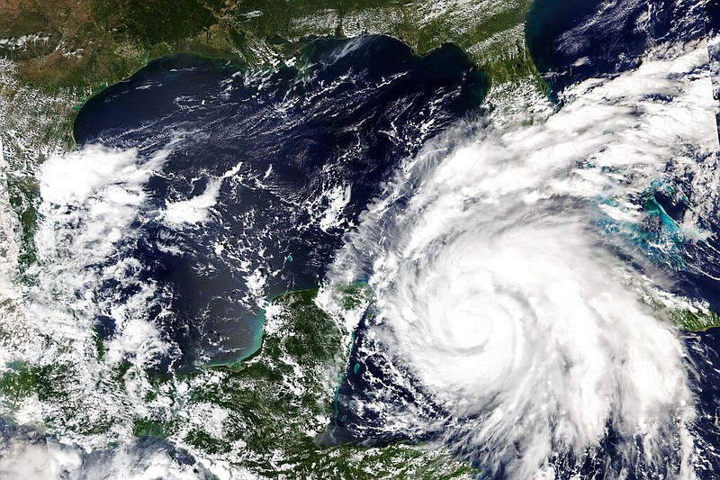 This Sept. 26, 2022, satellite image released by NASA shows Hurricane Ian growing stronger as it barreled toward Cuba. (NASA Worldview/Earth Observing System Data and Information System (EOSDIS) via AP)