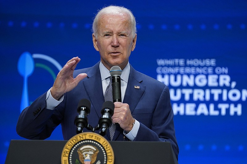 President Joe Biden speaks during the White House Conference on Hunger, Nutrition & Health at the Ronald Reagan Building on Wednesday, Sept. 28, 2022, in Washington.