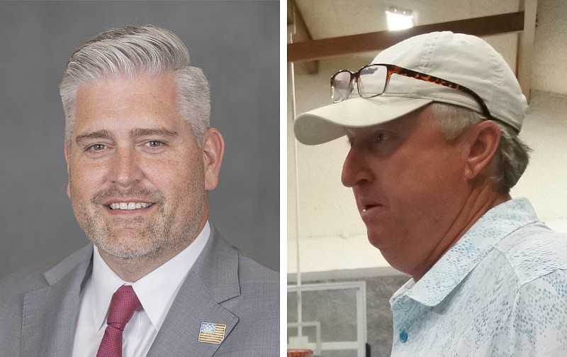 Arkansas state Sen. Colby Fulfer (left), R-Springdale, and Kenneth “Max” Blake, a Republican who lost in the 2022 primary for the Arkansas House District 48 seat, are shown in this undated combination photo. (Left, courtesy photo; right, NWA Democrat-Gazette/Thomas Saccente)