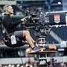 An ESPN cameraman is shown prior to a game between Arkansas and Texas A&M on Saturday, Sept. 24, 2022, in Arlington, Texas.