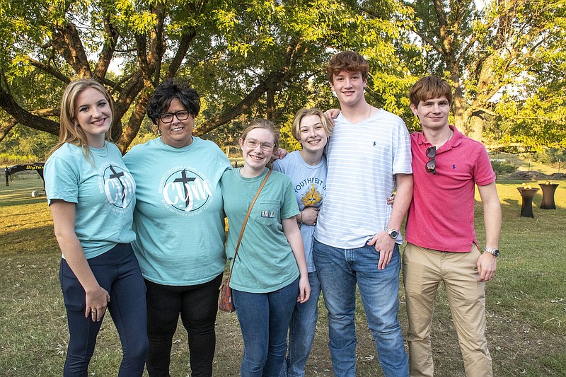 Sarah Rounsaville, Christie Powell, Abb Wideman, Cora Hamilton, Preston Carlin and Keaton Armstrong at Lettuce Grow on 09/23/2022 at St. Joseph Center of Arkansas, North Little Rock. 
(Arkansas Democrat-Gazette/Cary Jenkins)