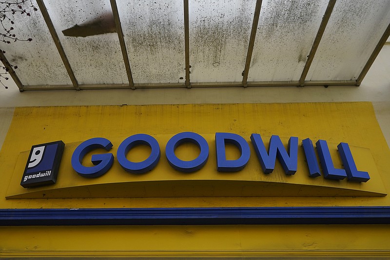 A Goodwill store sign is shown in Berkeley, Calif., Tuesday, March 9, 2021. (AP Photo/Jeff Chiu, File)