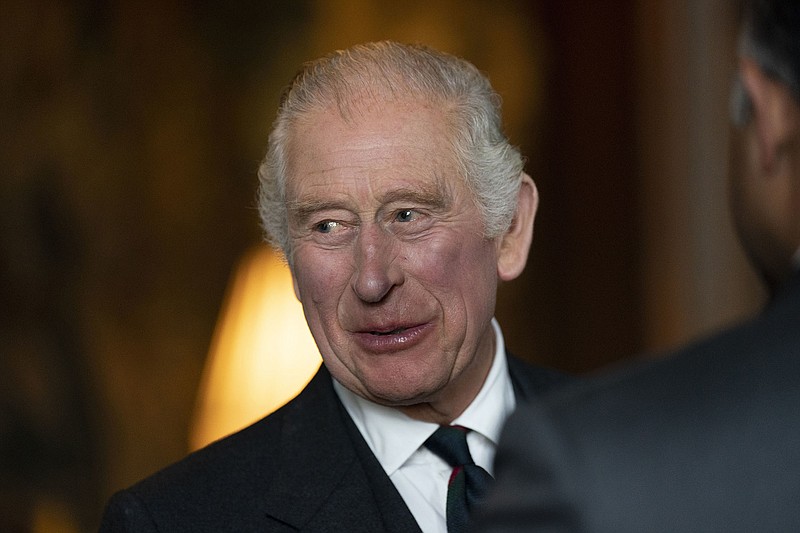 King Charles III hosts a reception to celebrate British South Asian communities, in the Great Gallery at the Palace of Holyroodhouse in Edinburgh, Scotland, Monday Oct. 3, 2022. 
(Kirsty O'Connor/PA via AP)